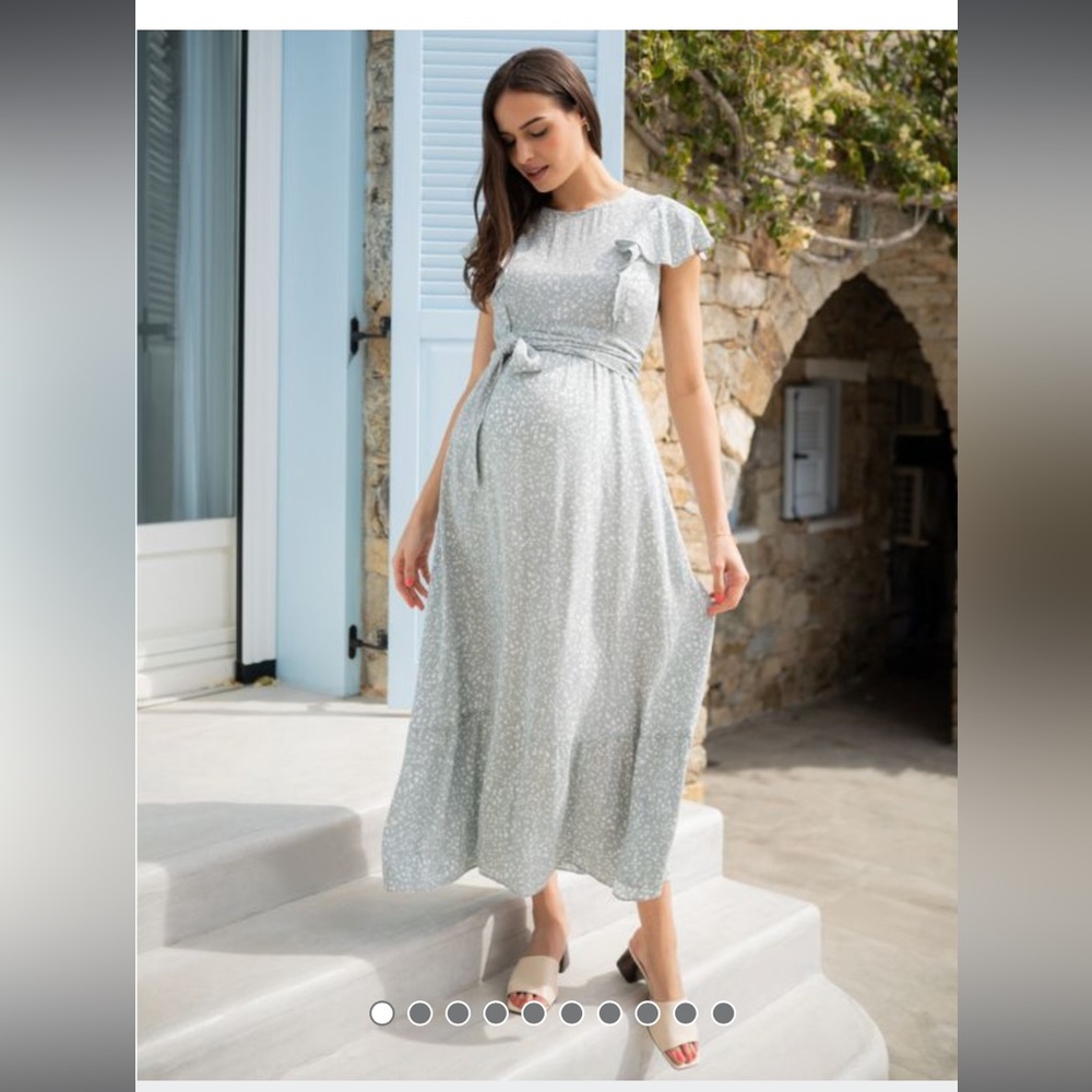 Seraphine Maternity sage maternity and nursing midi dress